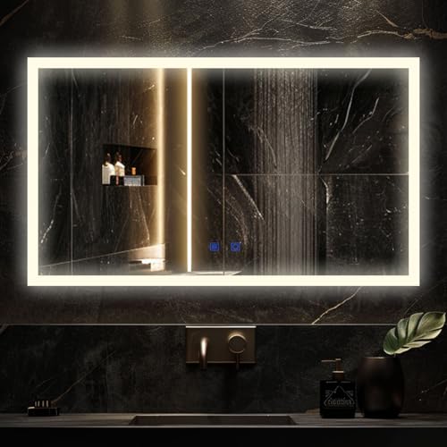 MAERTS-E Professional 1200x700mm LED Bathroom Mirror, High-Lumen Output with 3-Colour Temperature, Rapid Anti-Fog Demister & Dual Touch Sensor - Commercial Grade Wall-Mounted Mirror
