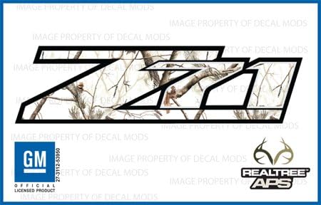 Calcomanía Mods Z71 compatible con Chevy Silverado (2007-2013) 1500 2500 HD Patrón Realtree AP Snow - APS (juego de 2)