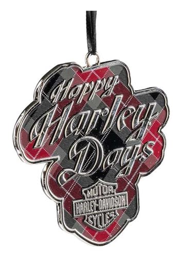 Harley-Davidson Holiday Bar & Shield Plaid Pewter Christmas Tree Ornament