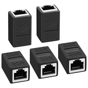 AXFEE 5 Stück RJ45-Netzwerk-Koppler, Ethernet-Anschlüsse, geschirmter Line-Adapter, Ethernet-Verlängerungskabel Cat7/Cat6a/Cat6/Cat5e/Cat5, LAN-Kabel weiblich