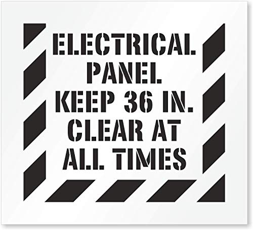 SmartSign 40 x 44 inches Electrical Panel Keep 36 in. Clear at All Times Reusable Stencil with 3.1" Letter Height, 63 Mil Plastic, Easy to Wash, for Factories, Warehouses, Office Buildings, USA Made