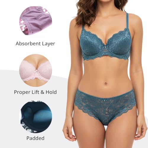 Image of Women's Floral Lace Lingerie Set | Bra and Panty Set | Lace Teddy Strap Babydoll Bodysuit Bra Panty Lingerie | Bikini Lingerie Babydoll Set for Honeymoon Couple Special Wedding Night