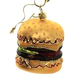 Double Cheeseburger Glass Beef Patty Cheese Christmas Tree Ornament, 1Pc, 2.75In H, Go1520