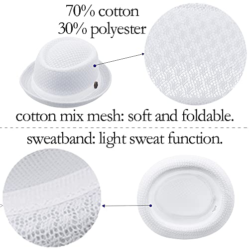 2/6 Pcs Summer Mesh Pork Pie Hat Beach Party Fedora Cap Boater Porkpie Breaking Bad Flat Hat For Men Women Straw #TOP2