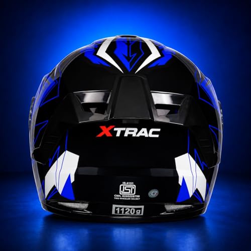 Image of Xtrac Arc Full Face Graphic Helmet for Men & Women, ISI Certified Motorcycle Helmet with Scratch Resistant Wide Visor, Lightweight Design & Quick Release Chin Strap for Bike Riding