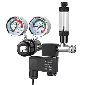FZONE Aquarium Co2 Regulator DC Solenoid with Big Dual Gauge Display and Bubble Counter FZ-0100