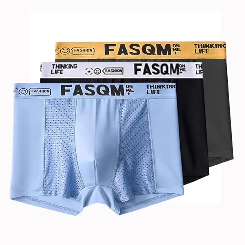 Men's Ice Silk Boxer Briefs Mesh Panties Soft and Breathable Underwear Underpants
