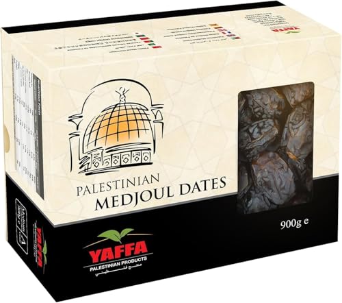 Yaffa Delicious and Juicy Medium Medjool Dates - All Natural No Added Sugar Free from Additives Sustainably Grown and Hand-Picked Palestinian Dates (900g)