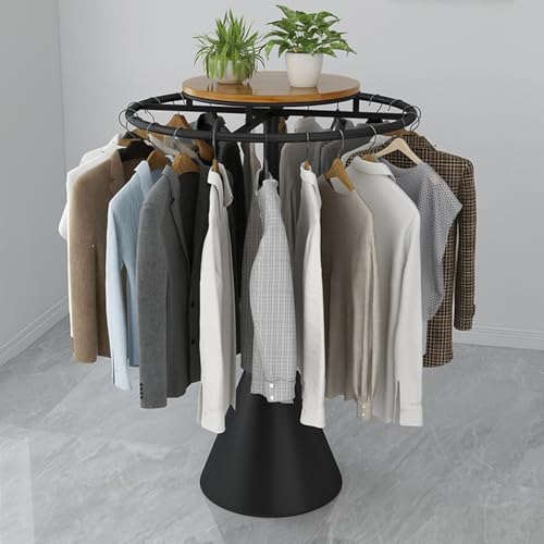 XCHSXYL Perchero Comercial, Perchero Redondo, Expositor Resistente para Tiendas, Perchero Giratorio para Colgar Ropa, Negro, 24 Pulgadas
