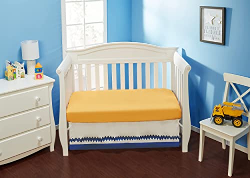 Everyday Kids 2 Pack Fitted Boys Crib Sheet, 100% Soft Breathable Microfiber Baby Sheet, Fits Standard Size Crib Mattress 28In X 52In, Nursery Sheet - Construction/Gold #TOP5