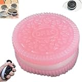 MKSCMZ Taba Squishy Oreo, Fufu Squishy Oreo Stress Relief Toy, Pinching Sandwich Simulation, Ultra-Soft Decompression Venting Toy(Pink)