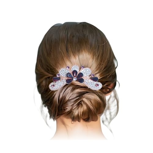 Image of BellaStella Premium Rhinestone Flower Hair Comb Hairpin Hair Dressing For Wedding Prom (Pack of 5) (Purple-1)
