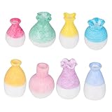 KOMBIUDA 8pcs Mini Vase Party Bag Fillers Cactus Pots Miniature Garden Rnaments Miniature Flower Vase Pumpkin Decor Y Shaped Rod Mini Flower Vase Desktop Handcrafted Gift Resin