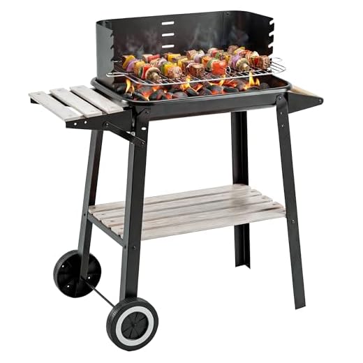 Outsunny Grillwagen Grillstation Standgrill mit Windschutz 2 x Ablagefach höhenverstellbar Grillrost Metall Schwarz 83 x 45 x 87 cm