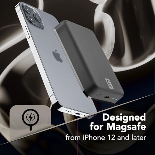 Cellularline | Wireless power bank MAG 10000 | Caricabatterie portatile compatibile con ecosistema Mag Safe - Capacità 10000mAh - Carica wireless 7.5W - Per iPhone 12 e successivi - Nero - 2