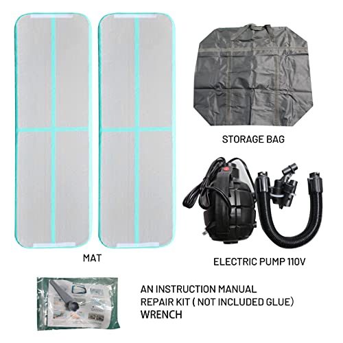 Inflatable Gymnastics Mat 10X3.3 Ft Mat 4In Thick Tumbling Mat(Green)，Inflatable Yoga Mat With Electric Pump(600W) For Home/Gym/Outdoor Use #TOP6