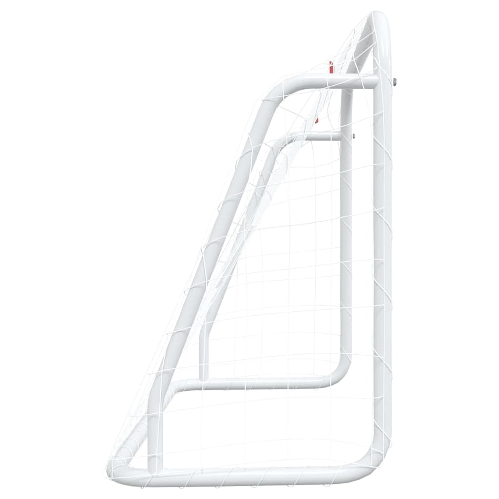 Porta da calcio bianca, 125 x 96 x 60 cm, con rete, telaio in acciaio verniciato a polvere, rete in poliestere impermeabile, aiuto per l'allenamento per adulti, facile da trasportare e da montare.