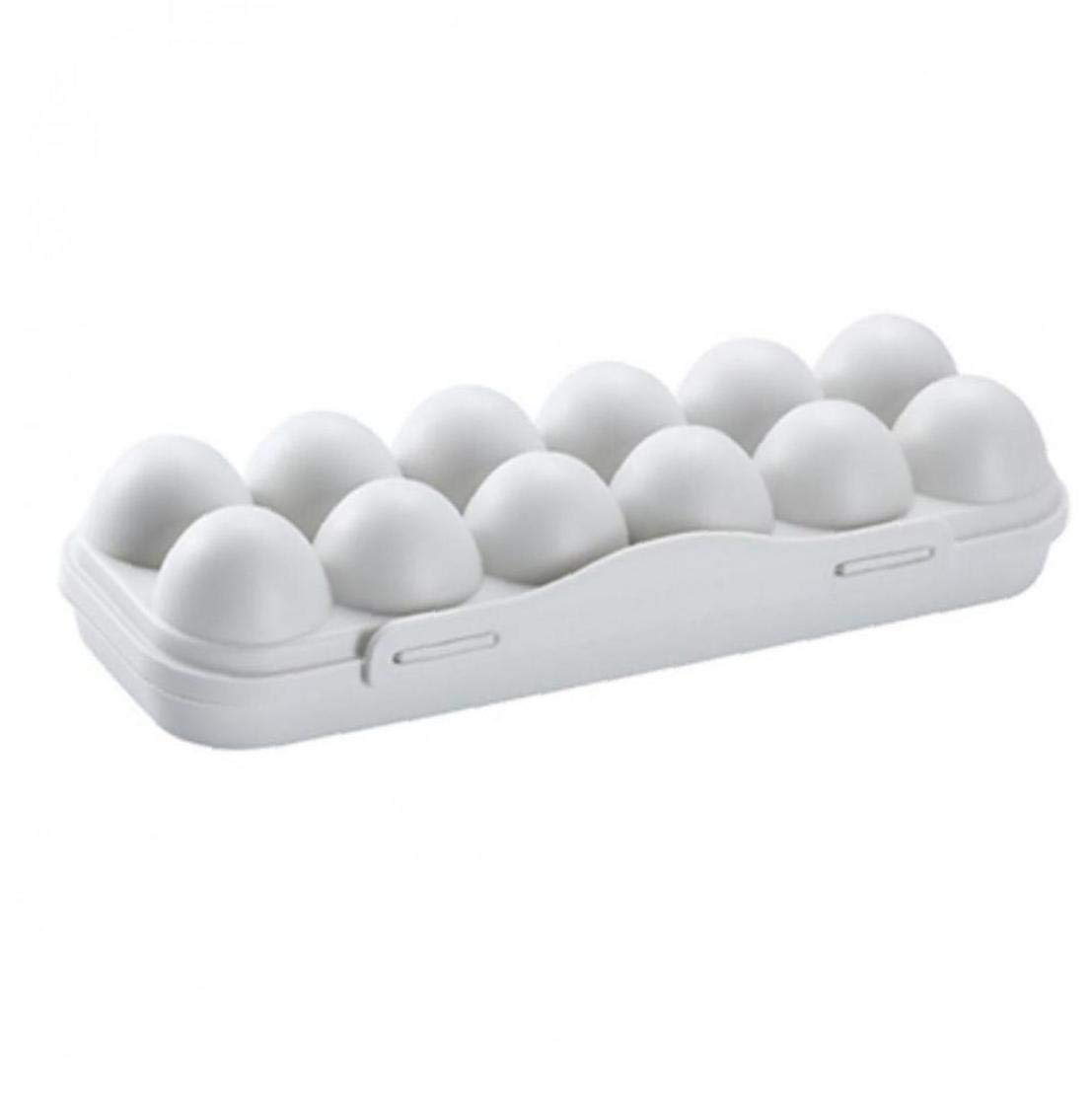 Byfri Grey Fridge Egg Storage Box 12-Grid Plastic Egg Tray Holder Organizer Box Container Egg Dispenser For Refrigerator Capacity