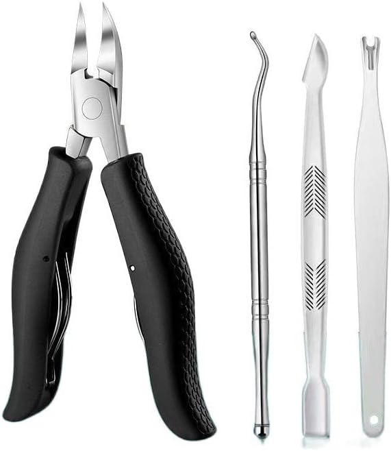 2/4/7Pcs/set Ingrown Toenail Manicure Kit Ingrown Toenail Removal Correction Clippers Nail Corrector Foot Pedicure Tool(4pcs-Black)