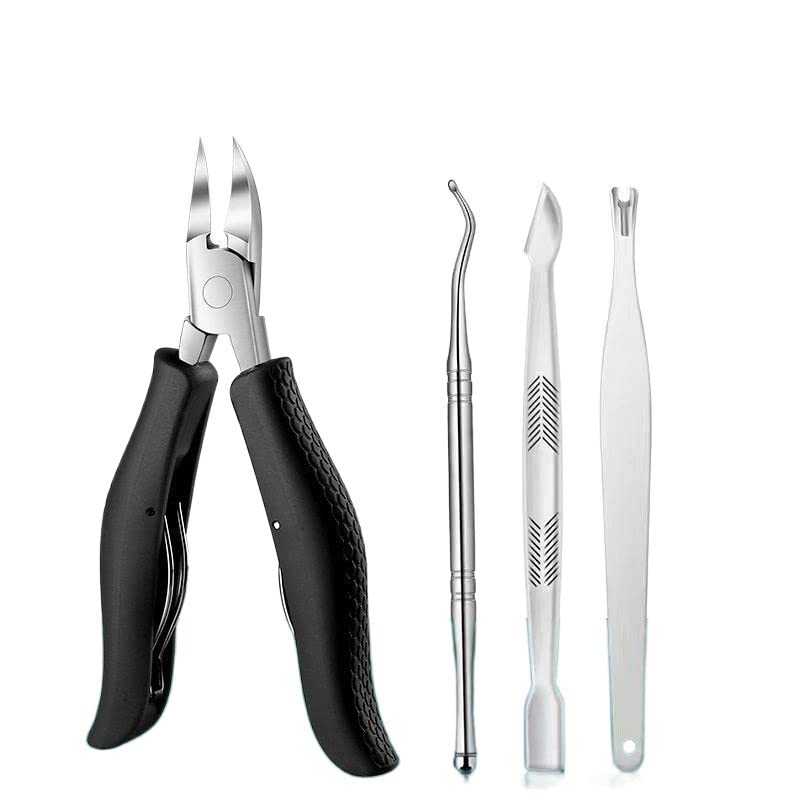 Outil de pédicure à domicile et kit de manucure 4 pièces pour ongles incarnés noirs