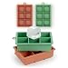 Produktbild Blumtal 2x6er Silikon Eiswürfelform Würfel 4,4cm - Eiswürfelbehälter Würfelgröße XXL BPA frei, Leichtes Herauslösen der Eiswürfel, Olive Green - Mineral Red