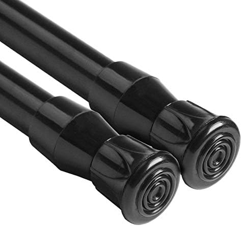 QILERR 2 PCS Spring Tension Curtain Rod Adjustable Extendable 70-120cm/28-48 In, Thin Telescopic Loaded Tension Rod for Net Curtains, Cupboards, Window, Wardrobe, Bookshelf, Black