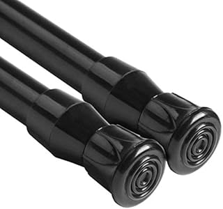 QILERR 2 PCS Spring Tension Curtain Rod Adjustable Extendable 70-120cm/28-48 In, Thin Telescopic Loaded Tension Rod for Net Curtains, Cupboards, Window, Wardrobe, Bookshelf, Black