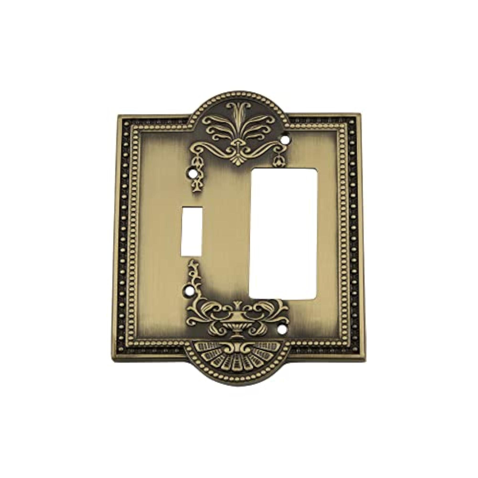 Warehouse 719718 Meadows Switch Plate with Toggle and Rocker, Antique Brass