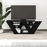 HOCUS PICUS Modern TV Unit up to 42 inch TV's | 110×30×40 cm | Minimalist Living Room TV Stand with 2-Tier Open Storage | Diagonal Design Media Console (Black)