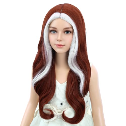 Image of PATTNIUM Brown Highlights Platinum Long Curly Middle Part Wig