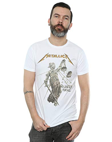 ABSOLUTECULT Metallica Men's and Justice for All T-Shirt White XXX-Large