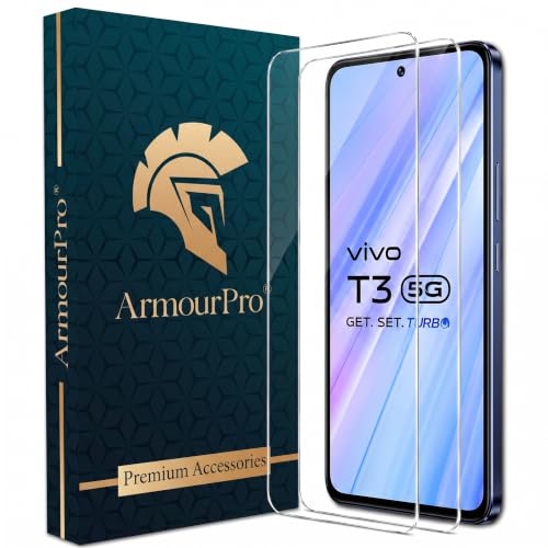 Image of ArmourPro 3D Borderless Tempered Glass for Vivo Y300, Y200 and Vivo T3, Set of 2 HD Clear Screen Protectors with 3D Curved Edges, 9H Hardness, Oleophobic Coating, Case Friendly
