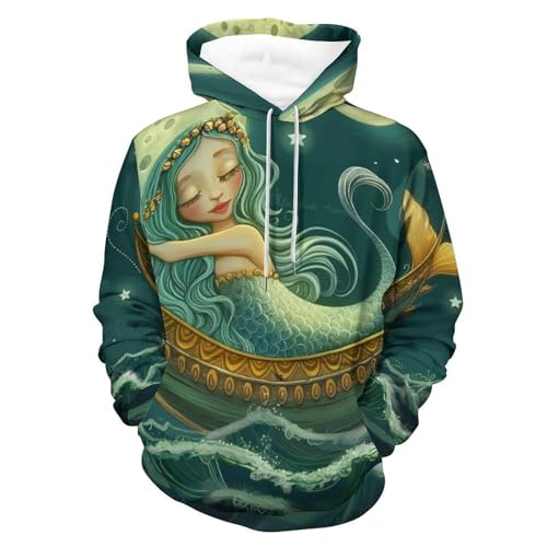 Sweatshirt Pullover Moon Boat Sirène avec manches longues et capuche taille S