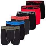 O'Neill Herren Boxershort Uni Sport Boxer M L XL XXL 95% Baumwolle Männer Trunk Unterhose ohne Eingriff 6er Pack Schwarz Rot Blau, Gr:L, Farbe:Black Olive Blue Red (7004P) & Black Red (700P)