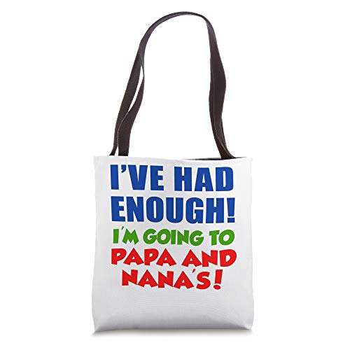 Bolso tote divertido con frase '¡Ya tuve suficiente! ¡Me voy a casa de papá y mamá!' miniatura 1