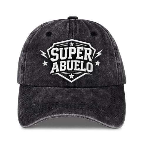 Regalo Hombre Gorras De Hombre para Abuelo, Gorra Súper Abuelo Ajustable 55-58 Cm, Bordado Blanco, Estilo Vintage Lavado, Regalo Dia del Padre Cumpleaños Navidad Paseo Golf Viaje Pesca