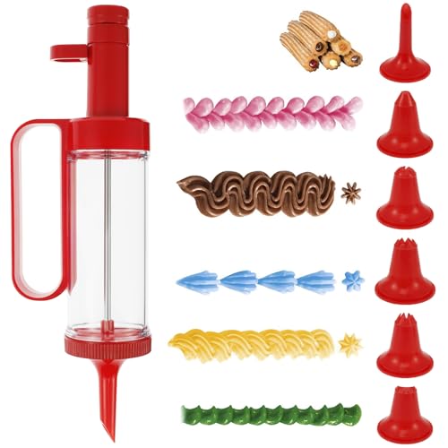 VAVPUP Cookie Press Set DIY Cookie Press Kit con 6 puntas de hielo desmontables Decoración de galletas Prensa Multifuncional Cookies Kit para hacer y decorar galletas, galletas, postres (gulos)