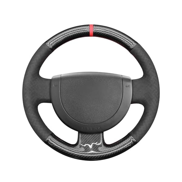 MEWANT Steering Wheel Covers for Fiesta MK6 2002-2008 Fusion 2002-2012 Transit Connect 2002-2013 Hand-Stitched Suede Leather Steering Wrap