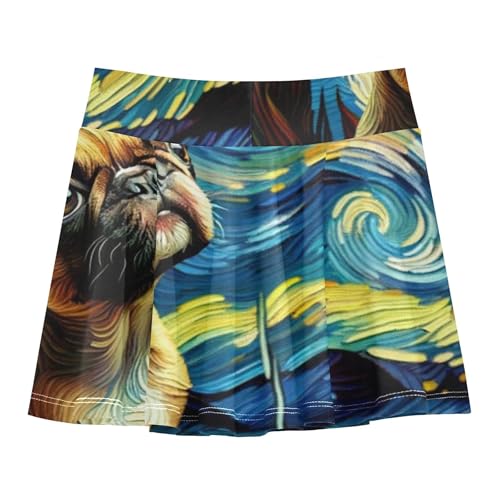 Cute French Bulldog Starry Night Athletic Shorts for Girls Skorts Toddlers Tennis Skirts Custom Pleated 3t2