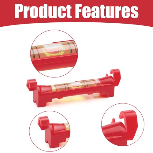 Funngy Schnurwasserwaage,10 PCS Profi Schnurwasserwaage Mini 75mm Rot aus ABS Schnurlinien-Richtwaage Wasserwaage Schnur Set für Maurerarbeiten Klempnerarbeiten Rinnenarbeiten