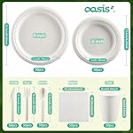 350PCS Disposable Paper Dinnerware Set for 50 Guests, Compostable 50 Dessert Plates, 50 9 inch Plates, 50 Cups, 50 Spoons, 50 Forks, 50 Knives and 50 Napkins, Perfect for Parties(White) - Image 2