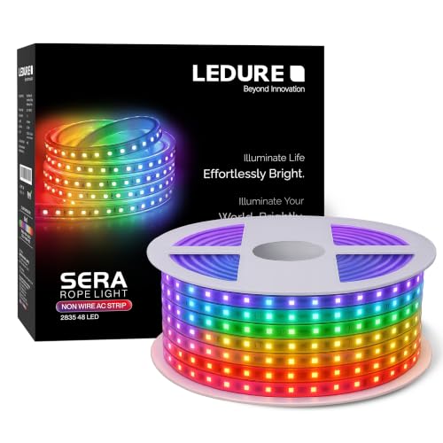 Image of Ledure Sera 10Meter LED Rope Light (Pack of 1) Multicolour Decorative Strip Light with 48 LEDs /Meter, IP65 Waterproof Flexible Rope for Indoor & Outdoor Use, Home, Garden, Balcony & Festive Decoration