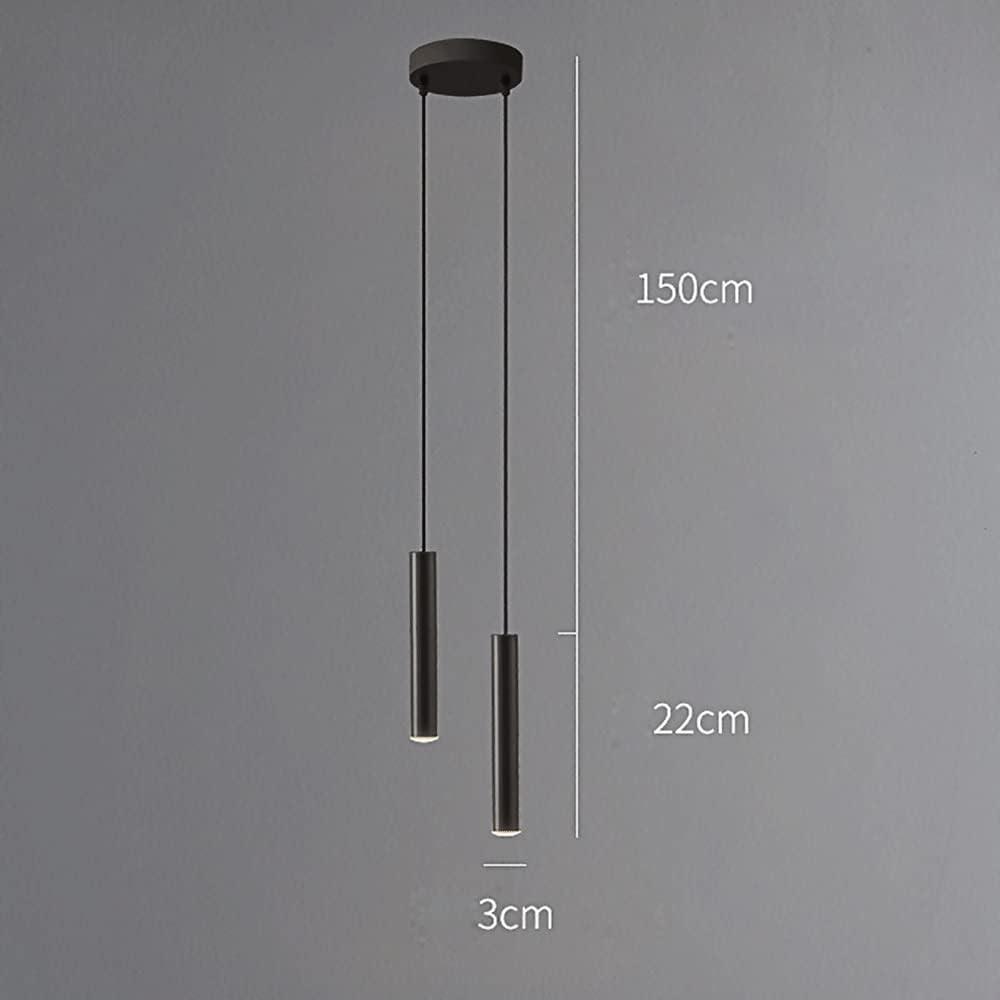 2-Lights Creative Long Tube Lamp, Copper Long Hanging Light, 16W Led Island Lamps, Bedroom Bedside Decorative Lighting Drop Lamps, Minimalist Cylindrical Chandeliers/Warm Light