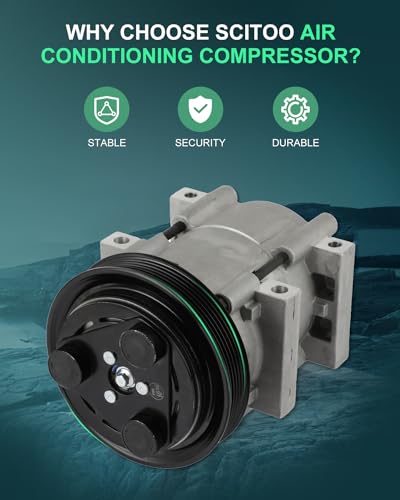 Image of SCITOO AC Compressor for Ford for Ranger 2.5L 1998 1999 2000 2001 | Fast Cooling, Ultra Low Noise (≤72 dB) Air Conditioner Compressor for Summer, with Clutch, F8FH-19D629EA YCC-192 ZZM261450