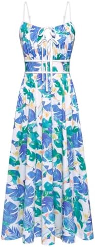 GRACE KARIN Women's 2025 Summer Casual Floral Boho Dress Spaghetti Strap Flowy Beach Maxi Dresses