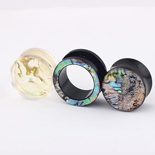 Tuneles acrilicos para oreja con concha multicolor en tres tamanos 3