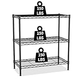 Yewuli 3 Tier Shelf Storage Rack Metal Wire Shelving Unit Steel Short Shelves for Storage, Adjustable Shelf Metro Shelving 450lbs Capacity for Kitchen Garage, 23Lx13.2Wx30.2H Black