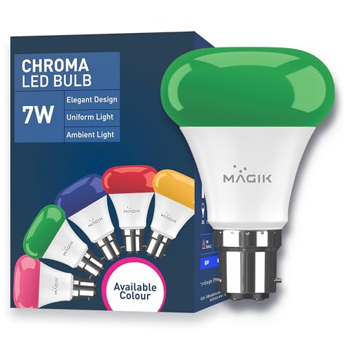 MAGIK Chroma 7W (Green) LED Bulb | B22 Base | Vibrant Decorative Light for Home, Festive & Party Lighting | Energy Efficient | Pack of 1