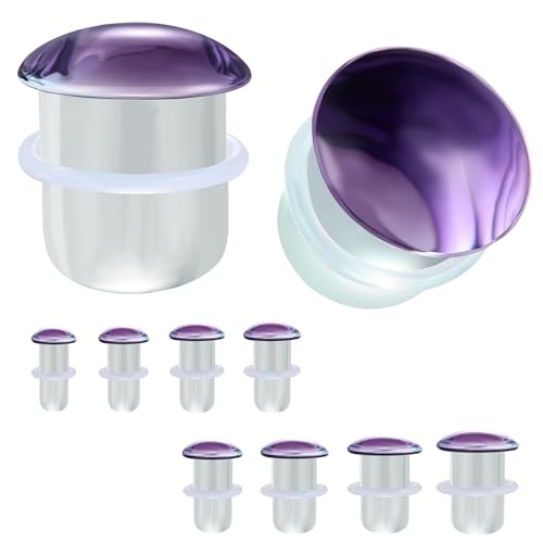 ZS 1 Pair Single Flare Gauges for Ears, Clear Ear Stretch Expanders, Solid Glass Ear Gauge Plugs Earrings 6g - 9/16 Available for Women Men (Violet,2g)