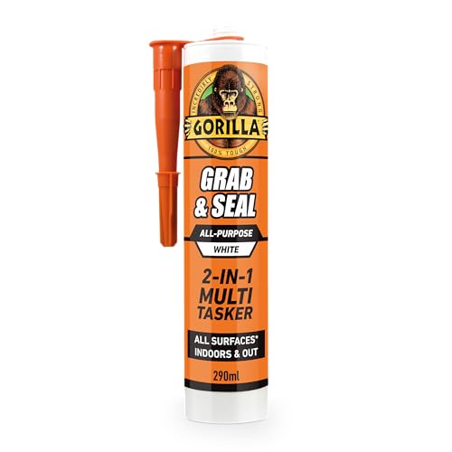 Gorilla Grab & Seal 290ml Two-in-One Waterproof Grab Adhesive & Sealant Hybrid | Bonds Skirting Kitchens Bathrooms Windows & Doors | High Strength Mould Resistant Paintable All-Weather Use
